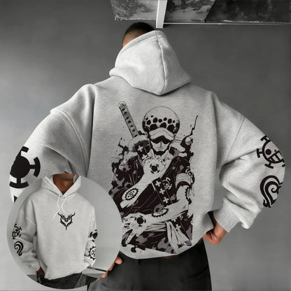 Trafalgar Law Anime Hoodie Cotton Pullover Japanese Cartoon Graphic Print Sweatshirt Streetwear Casual Autumn New Y2k