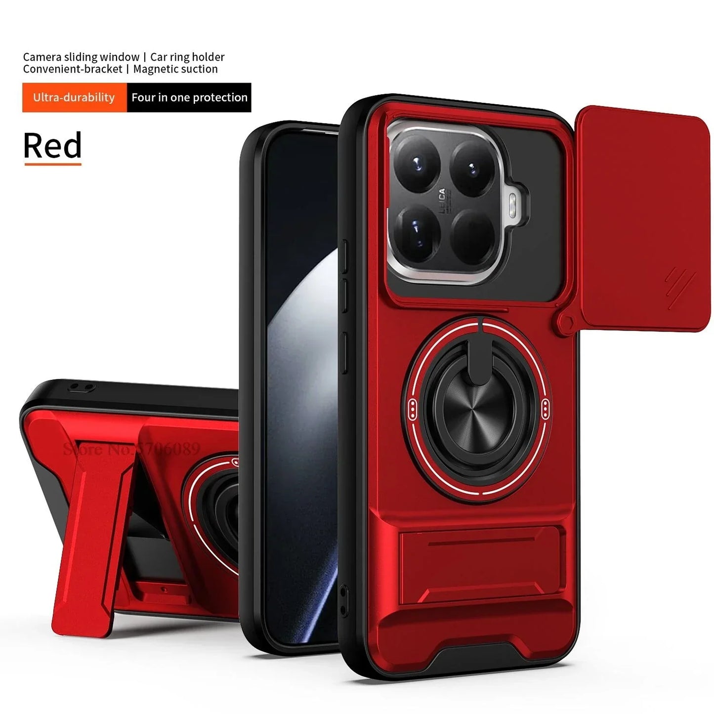 15T/15T Pro Armor Case For Xiaomi 15T Pro Case Shockproof Slide Lens Protector Phone Cover For Xiaomi 15T Case Fundas With Ring