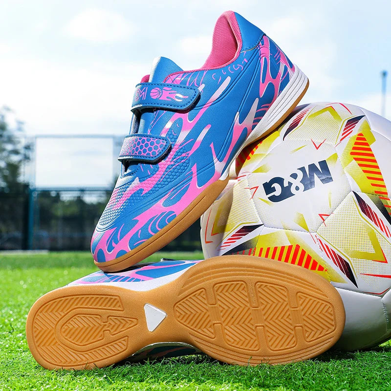 Soccer Shoes with Patent Leather Upper for Kids, Multicolor TF Training Styles