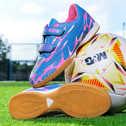 Soccer Shoes with Patent Leather Upper for Kids, Multicolor TF Training Styles