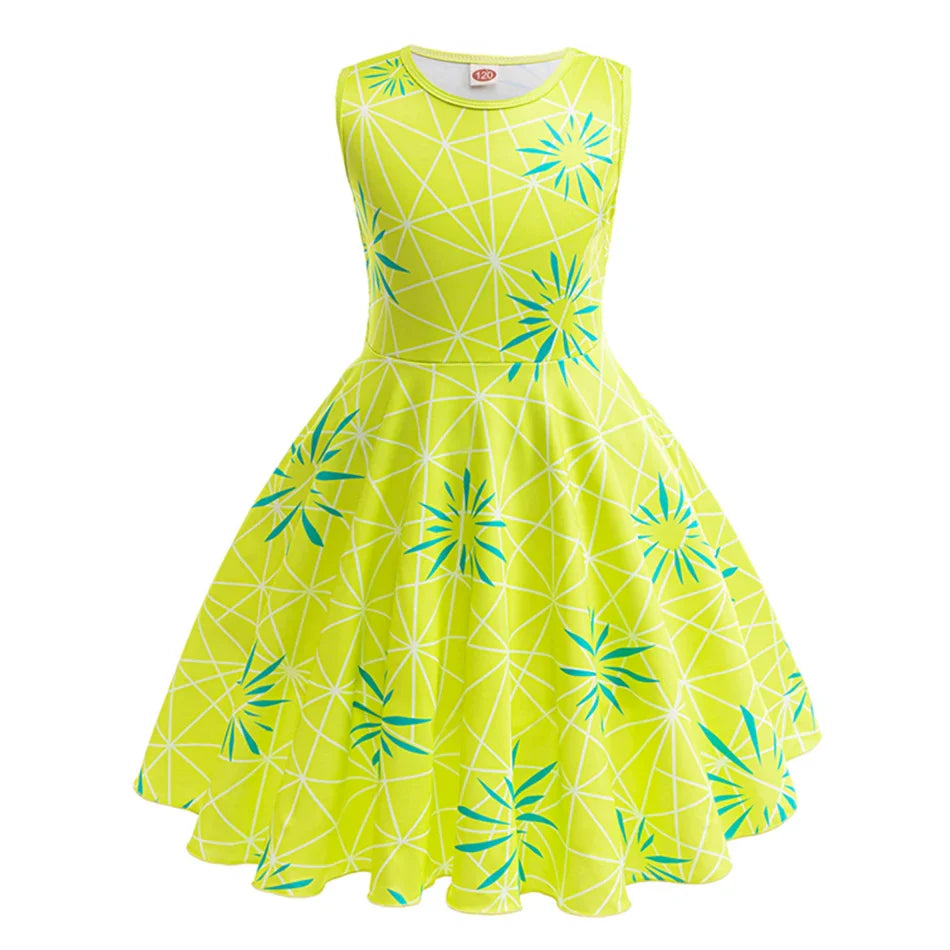 Girl Joy Inside Cosplay Out Dress Children Birthday Gift Kid Carnival Theme Party Vestido Cartoon Outfit Print Role Play Apparel