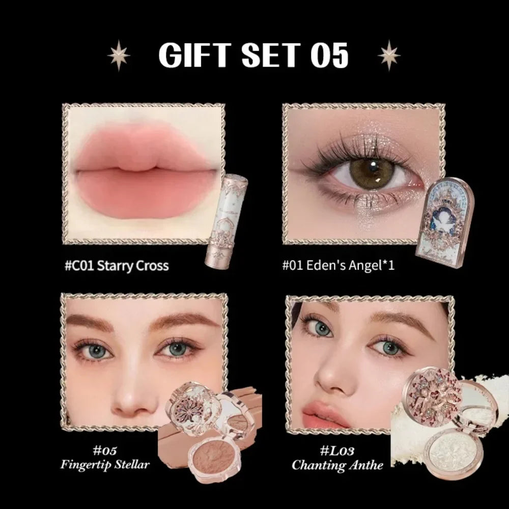 Little Angel Collection Makeup Gift Box Eyeshadow Blush Cream Matte Lipstick Full Kit All