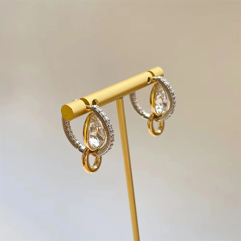 Gold Silver Diamond Crystal Knotted Designer Luxury Earrings Woman Europe Fashion Jewelry Holiday Gifts