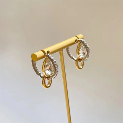Gold Silver Diamond Crystal Knotted Designer Luxury Earrings Woman Europe Fashion Jewelry Holiday Gifts