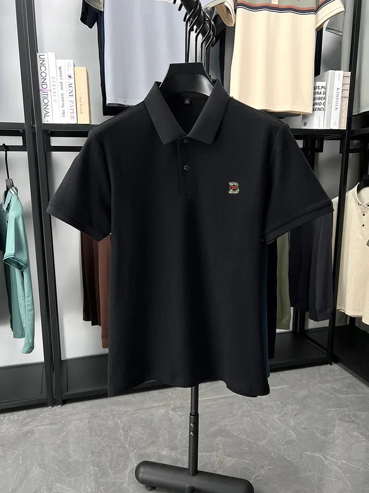 High end brand 100% cotton short sleeve polo shirt men's summer new soft breathable lapel T-shirt fashion letter embossed top