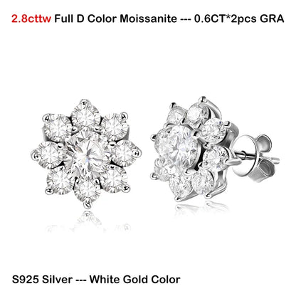 Luxury Sunflower 2.8-5.8cttw Full D Color Moissanite Drop Earrings for Women S925 GRA Certified Diamond Tassel Earring Gift