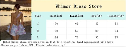 Fashion Flower Printed Ruffles Mini Dress For Women Chic Chiffon Bodycon High Waist Vestidos 2025 Lady Vacation Street Gowns New