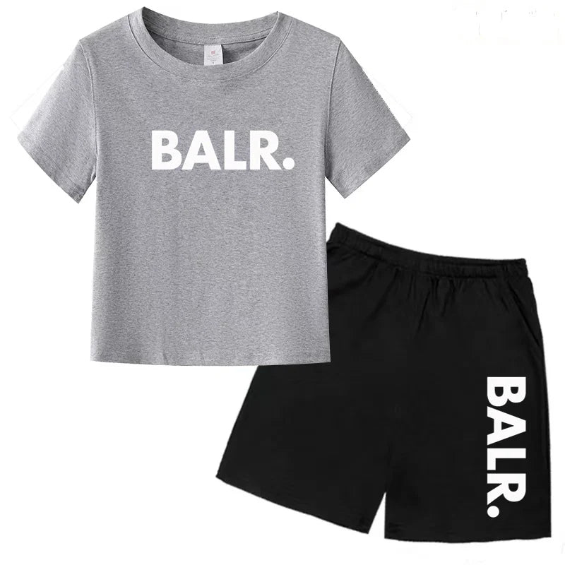 Kids T-shirt Summer Sunshine Brand Monogram Print Short Sleeve+Shorts 2P Boys Girls Toddler 3-12years Leisure Sports Jogging Set