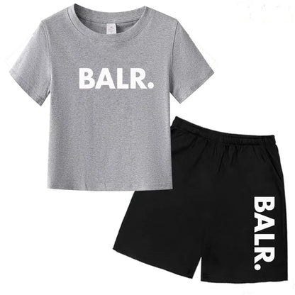 Kids T-shirt Summer Sunshine Brand Monogram Print Short Sleeve+Shorts 2P Boys Girls Toddler 3-12years Leisure Sports Jogging Set