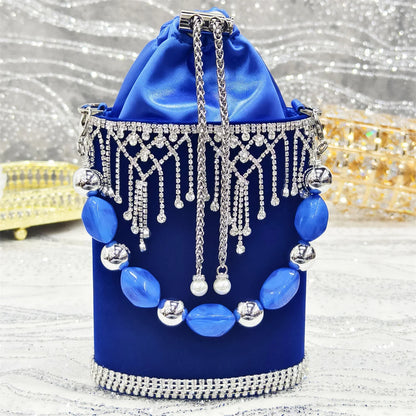 Pointed-Toe High Women Heels Shoes and Bags for Women Rhinestone Evening Party Elegant Luxury Handbag