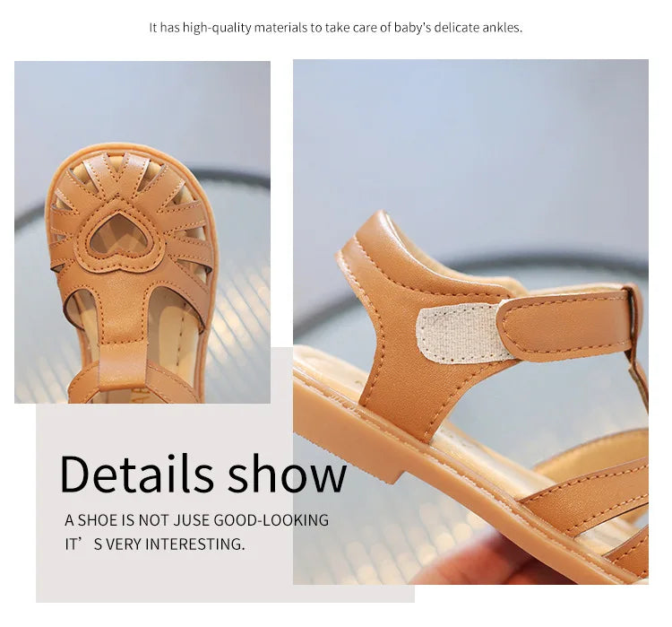 2026Sandals for Baby Girls Summer Cut-Outs Heart-shaped Lolita Princess Shoes Fashion Children's beach Sandals Kids Garden Shoes