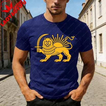 Lion and Sun Iran Persian Flag Iran Tshirt Khorshid Graphic T-Shirt Daily Life Casual Men Women Unisex Cotton Streetwear