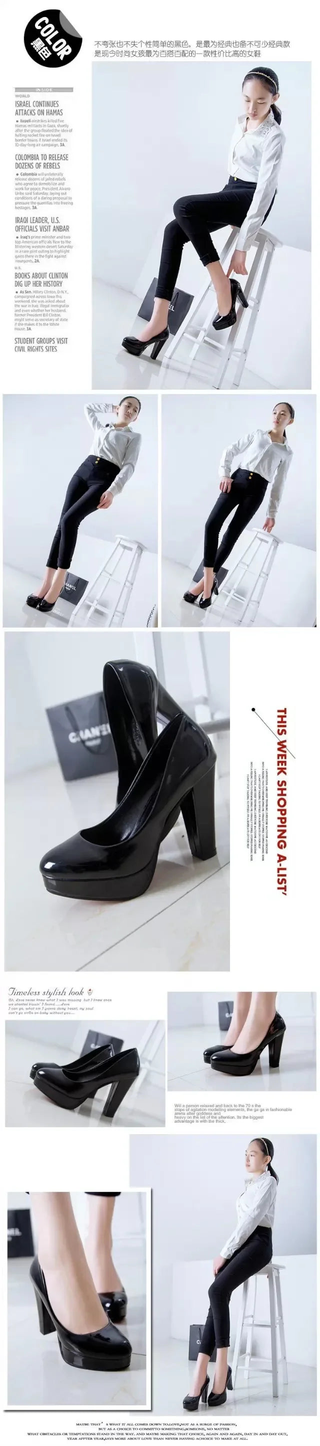 High Heels Shoes Women White Wedding Shoes Thick High Heels Fashion Party Pumps Footwear Black Red Big Size Spring