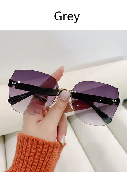 Women's Irregular Frameless Sunglasses; Daily Korean Fashion Multi-sided Polygon Driving Sun Glasses For Sun Protection 9225
