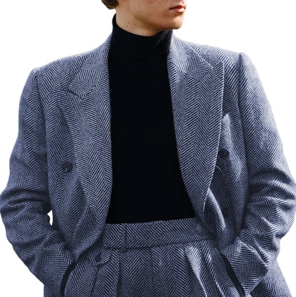 Conjunto Masculino de Terno 2 Peças Primavera Outono Blazer Calças Elásticas Casual de Negócios Casamento Festa Formatura Jantar Trabalho Viagem Banquete