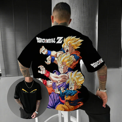 Camiseta Dragon Ball Z Super Saiyajin Masculina Feminina Anime Estampada Roupa de Rua Verão Casual Manga Curta Estilo Oversized Roupa Y2k