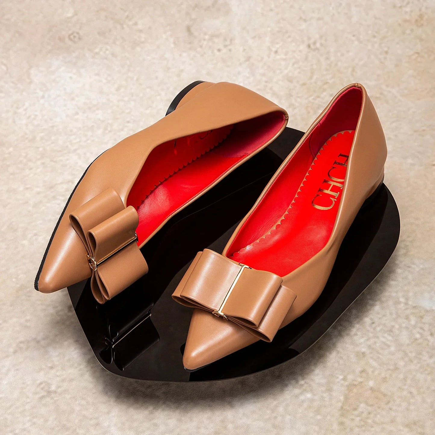 Women's Shoes 2025 Luxury Brand New ListingPU Casual Flat Leather Shoes  Black Pointed Toe Lazy Shoes Bowknot