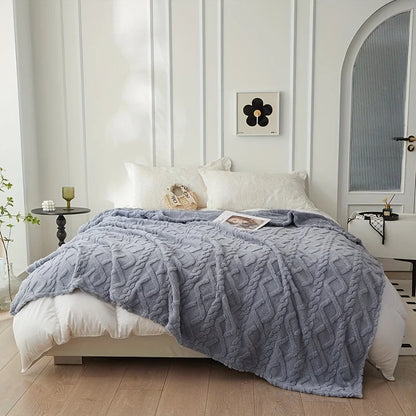 Luxury Plush Fleece Blanket, Ultra Soft Warm Light Beige Throw for Bed & Couch, Cozy French Style Bedding, Machine Washable