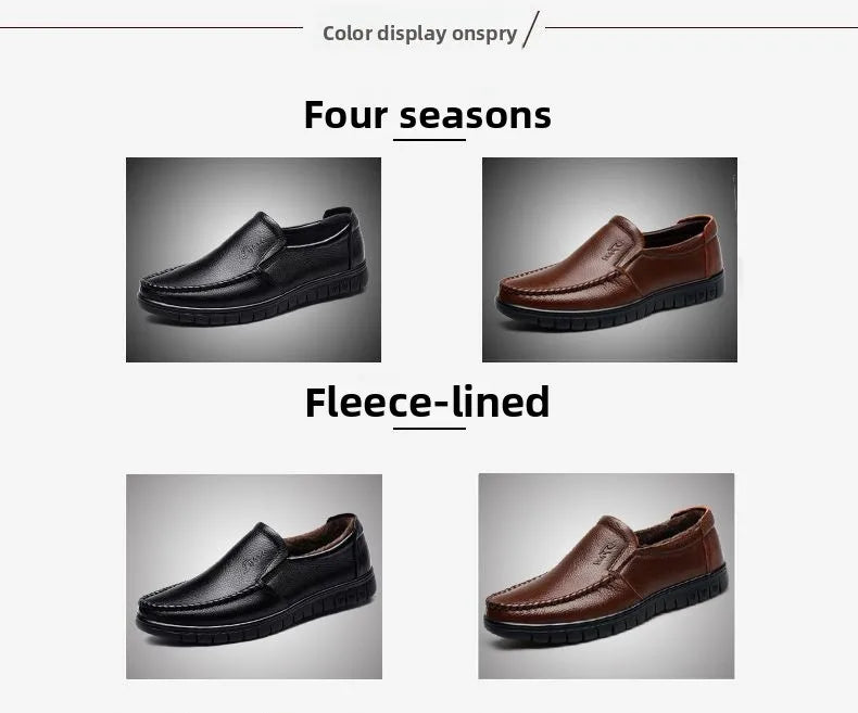 Genuine Leather Men's Shoes Breathable Soft Bottom Casual Business Shoes for Middle-Aged And Elderly Spring Autumn Wear