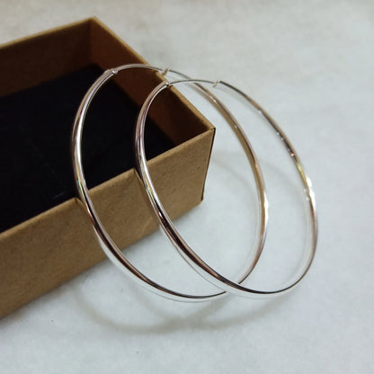 Fashion S925 Earrings 3-7CM Diameter Big Hoop Earrings For Women  Platinum Plated Ear Rings Cерьги Kольца