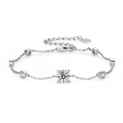 7 Stones 100% Real Moissanite Bracelets for Women D Color Four-claw S925 Sterling Silver Luxury Chain Lab Diamond Jewelry