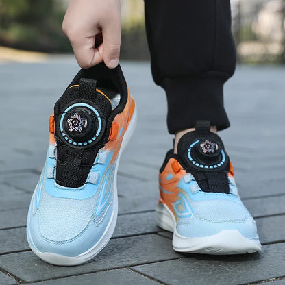 School training boys basketball shoes cushion non-slip tennis shoes mesh bounce sneakers choose buttons children's casual shoes
