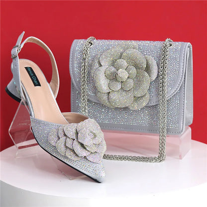 Italian Design Fashion Banquet Bags And Comfortable Mid-heel Hollow Pointed Shoes Are Suitable For parties Or Commuting