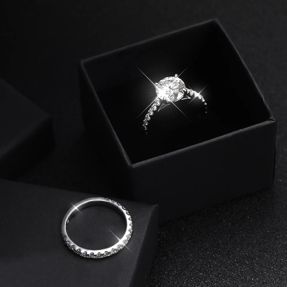 5.28ct All Moissanite Rings Set Women Gift Sparkling Lab Diamond Wedding Rings S925 Sterling Silver Plated 18K Jewelry