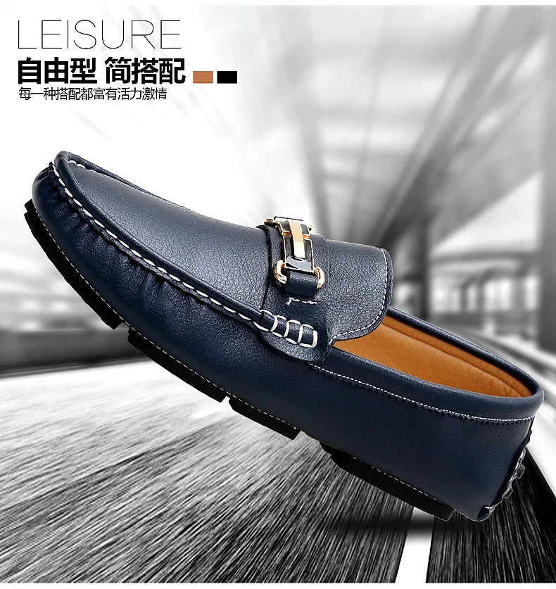 2025 New Handmade Soft Soled Beanie Shoes Men's Korean Style Casual Leather Shoes Social Spirit Boy Brand Lazy Shoes Loafers