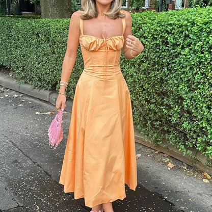 Women's Summer Floral Print Dresses Sweet Elegant Midi Holiday Dress Casual Slit Blue Lace Up Dresses 2023