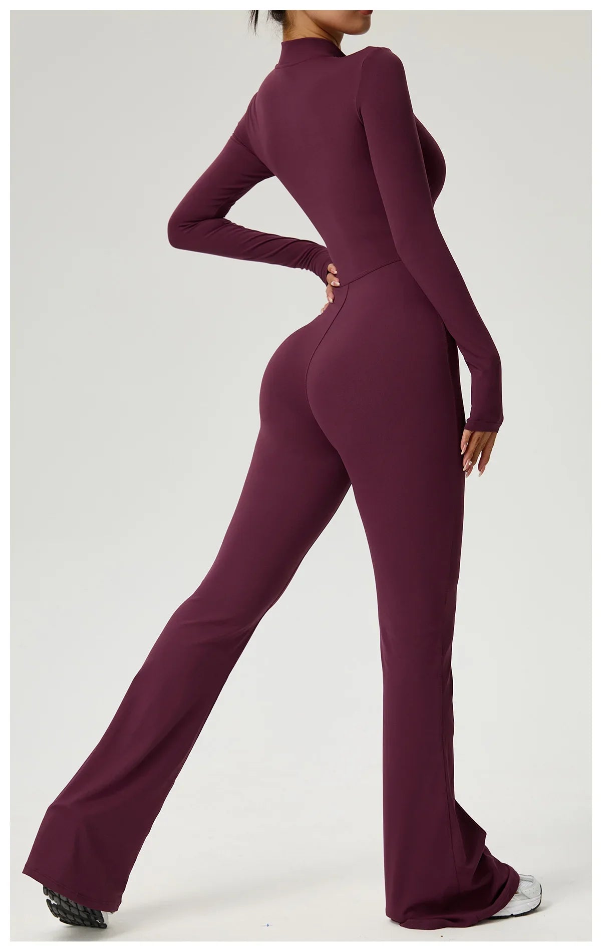 Zipper Jumpsuit Flared Pants Women Clothing Sportswear Gym Yoga Sport Sets Spandex Nylon Workout Sets Women Tracksuit
