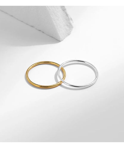 925 Sterling Silver Minimalist Thin Stackable Fashion Rings Classic Gold Color Fine Jewelry For Women Girl Party Gifts