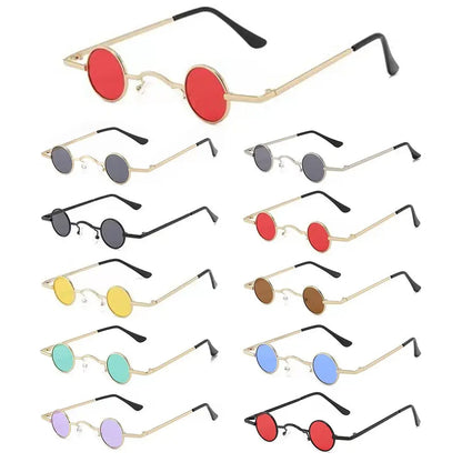Small Round Rock Punk Sunglasses for Women Men Ultra Metal Frame Hip Hop Sun Glasses Candy Color Fashion Shades Driving Eyewear