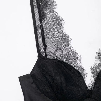 Women's Satin Lace Camisole - Sexy V-Neck Sleeveless Top for Summer, Perfect for Party & Beach Outfits, Comfortable Silky Feel