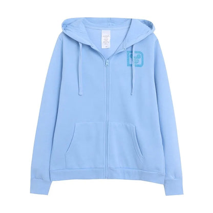 Donald Duck Letter Diamonds Fleece Sweatshirt Jacket Unisex Women Hooded Zip Up Jumper Tops