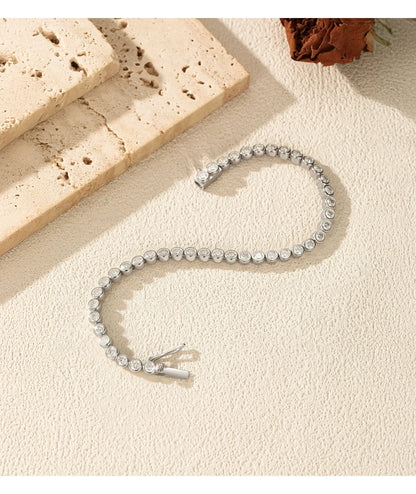 D VVS1 Round Moissanite Tennis Bracelet 3mm/4mm/5mm 925 Sterling Silver Tennis Stackable Bracelets for Women Men Jewelry