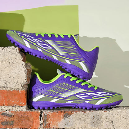 TF Soccer Cleats Men Women Kids PU Synthetic Upper Rubber Outsole Wear-resistant Non-slip Training Shoes
