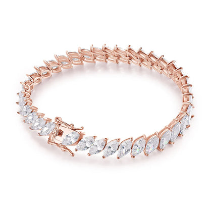 0.5CT Marquise Cut Certified Moissanite Tennis Bracelets for Women Sterling Silver S925 Plated 18k Gold Fine Jewelry
