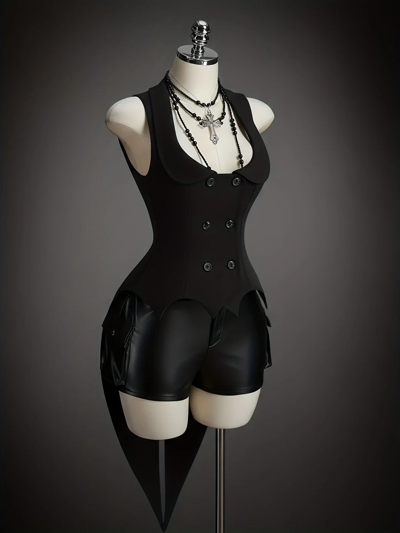 Female Halloween vampire cosplay asymmetrical hem Earl Grey style top jacket