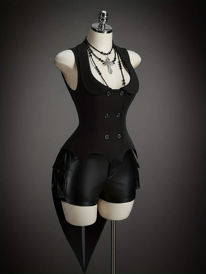 Female Halloween vampire cosplay asymmetrical hem Earl Grey style top jacket