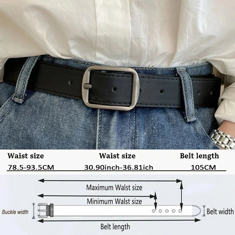 PU Leather Belt for women's Black Brown trousers belt for Jeans Casual Fashion Belts Vintage Strap Female Waistband AB005