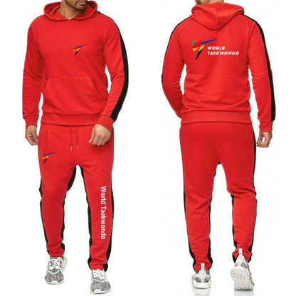 2025 WTF World Taekwondo Federation Men's New Solid Color Sweatshirt Set Casual Long-sleeved Hoodies +Sport Long Pants Suit