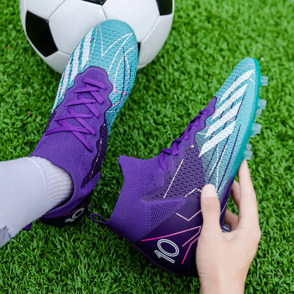 Limited high-top soccer boots FG spikes and TF broken nails Unisex style are available in 3 colors football boots sneakers