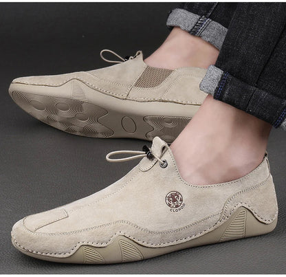 Breathable Light Anti-slip Outdoor Flat Shoes for Men Casual Driving Shoes Genuine Leather Boat Shoes Soft Sole Footwear