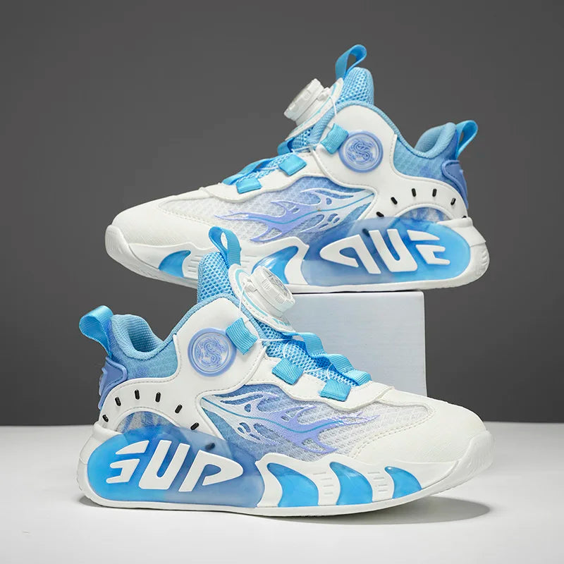 Rotary Buckle Children's Sports Shoes Fashion Orange Sports Shoes For Boys Girls Non-slip Platform Casual Sneakers Kids Trainers