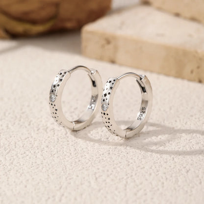 D Color Moissanite Ear Buckles 925 Sterling Silver Sparkle Retro Hollow Stars Hoop Earrings For Women Fine Jewelry