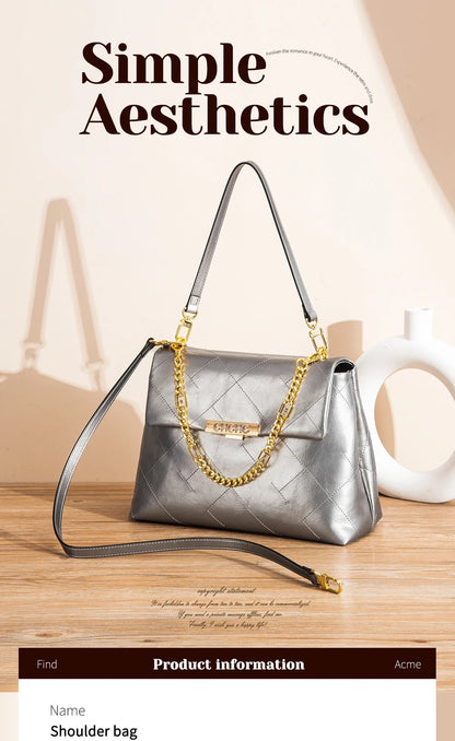 Women's Tote Bag 2026 Spring/Summer New Single Shoulder Bag Simple Black Diamond Grid Pattern Handbag