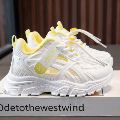 Girls Sports Shoes 2026 Spring and Summer New Children's Casual Mesh Breathable Thick-soled Designer Tennis Sports Shoes