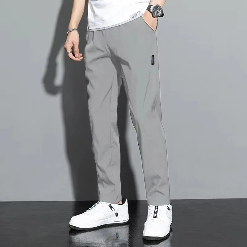 2026 The new men's summer fashionable versatile Black Gray Thin Business Casual Pants Outdoor Elastic Breathable Straight Leg Sw