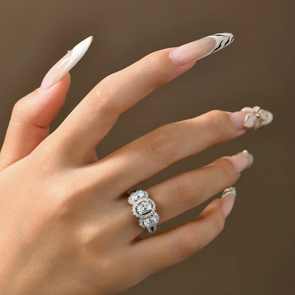 S925 Silver Lab Moissanite Rings for Women Sparkling 3pc Diamond 18k Gold Plated Ring Luxury Romantic Engagement Jewelry